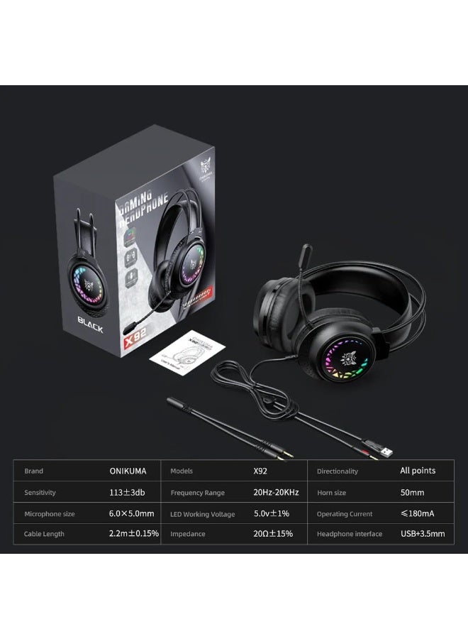 ONIKUMA X92 Hi-Fi Surround Sound Gaming Headset/USB Sound Card for PC PS Wired Gaming Headset - Image 4